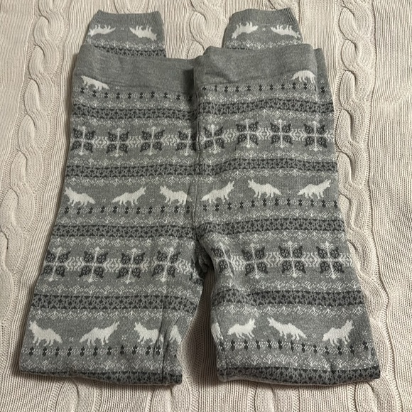 Grey White Fair Isle Print Winter Leggings Size L Xhiliration - Picture 5 of 8